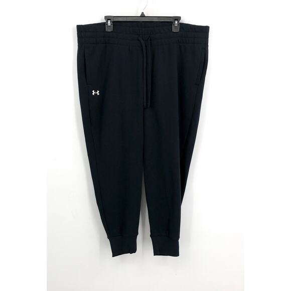 UNDER ARMOUR Women's Training Rival Fleece Joggers 1X Black Drawstring NWOT - Picture 4 of 14